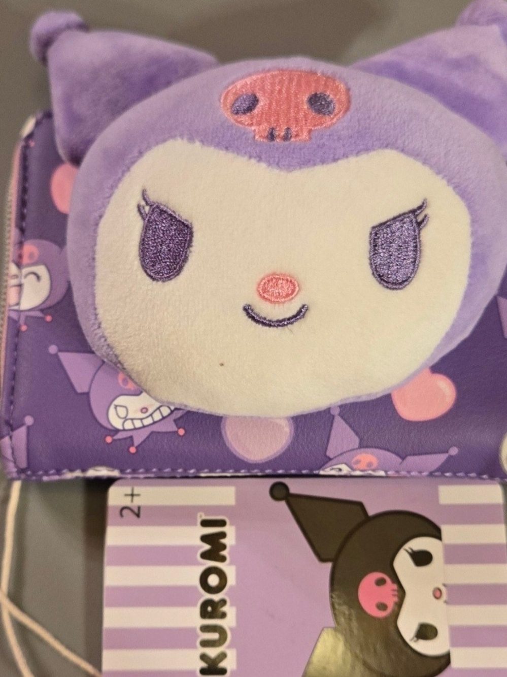 Loungefly Kuromi Plush Face Purple Wallet